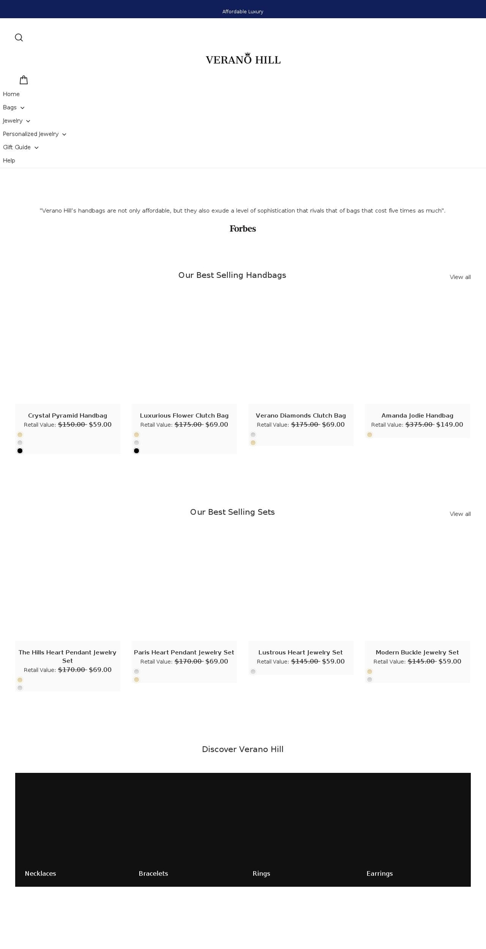 veranohill.com shopify website screenshot