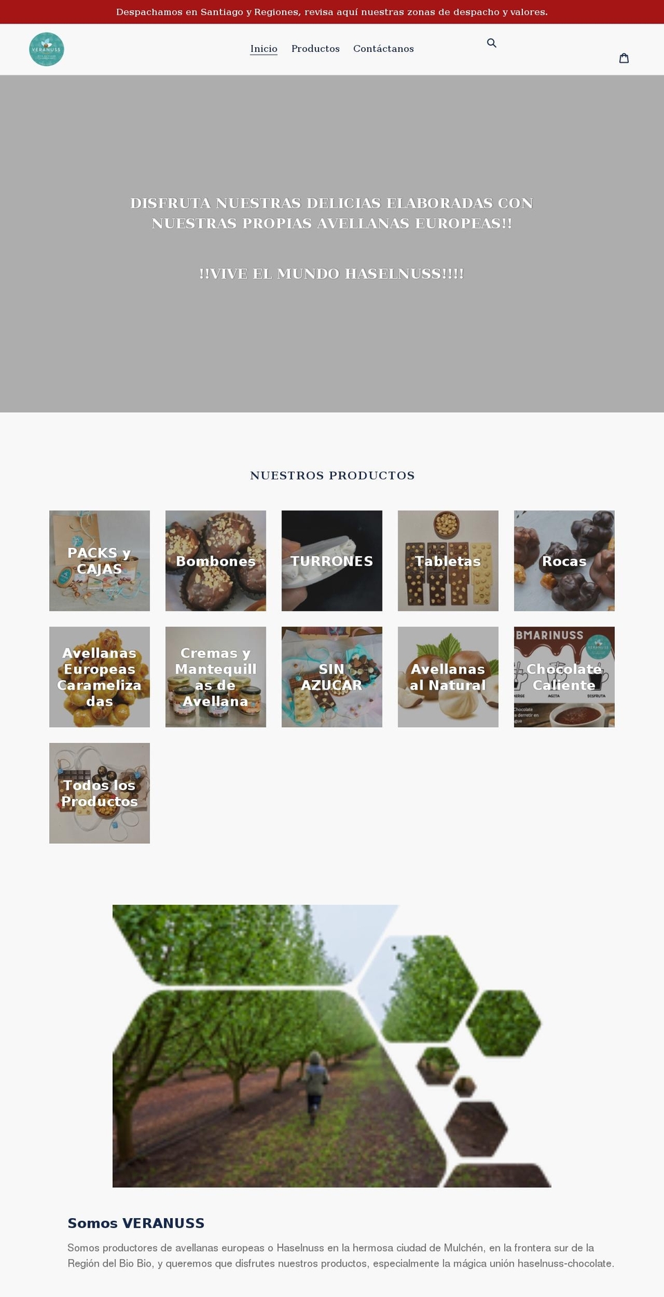 veranuss.cl shopify website screenshot