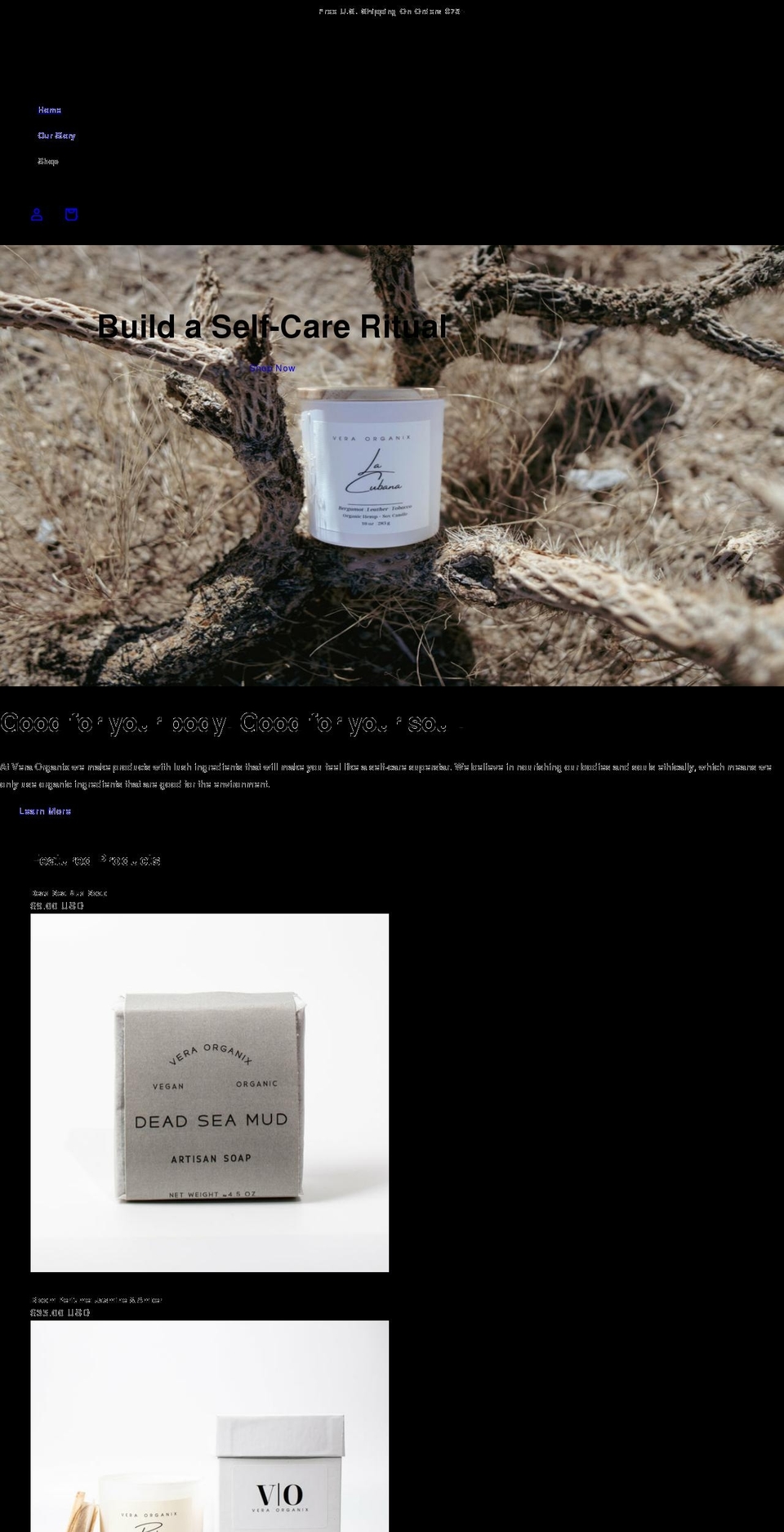 veraorganix.com shopify website screenshot