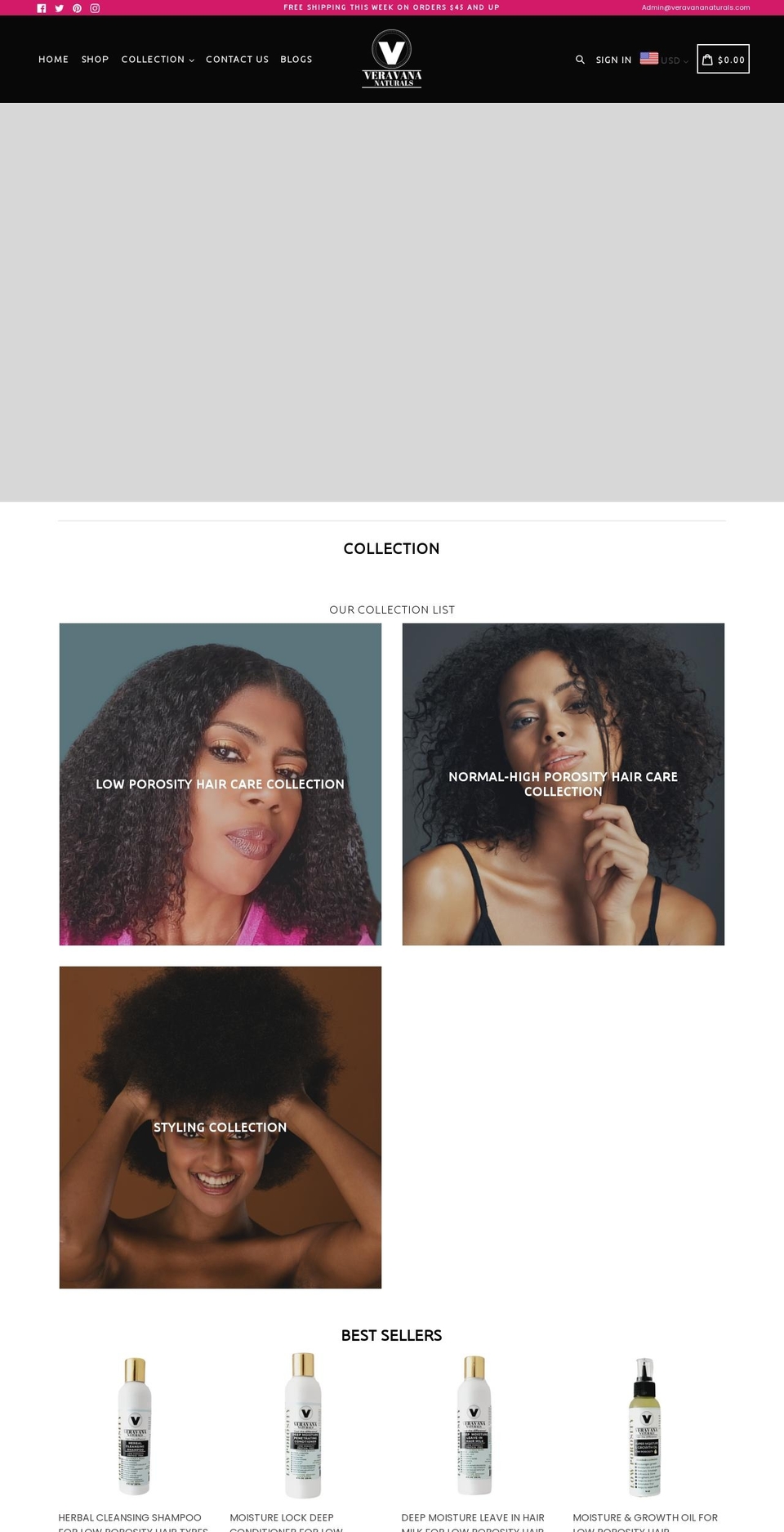 veravananaturals.com shopify website screenshot
