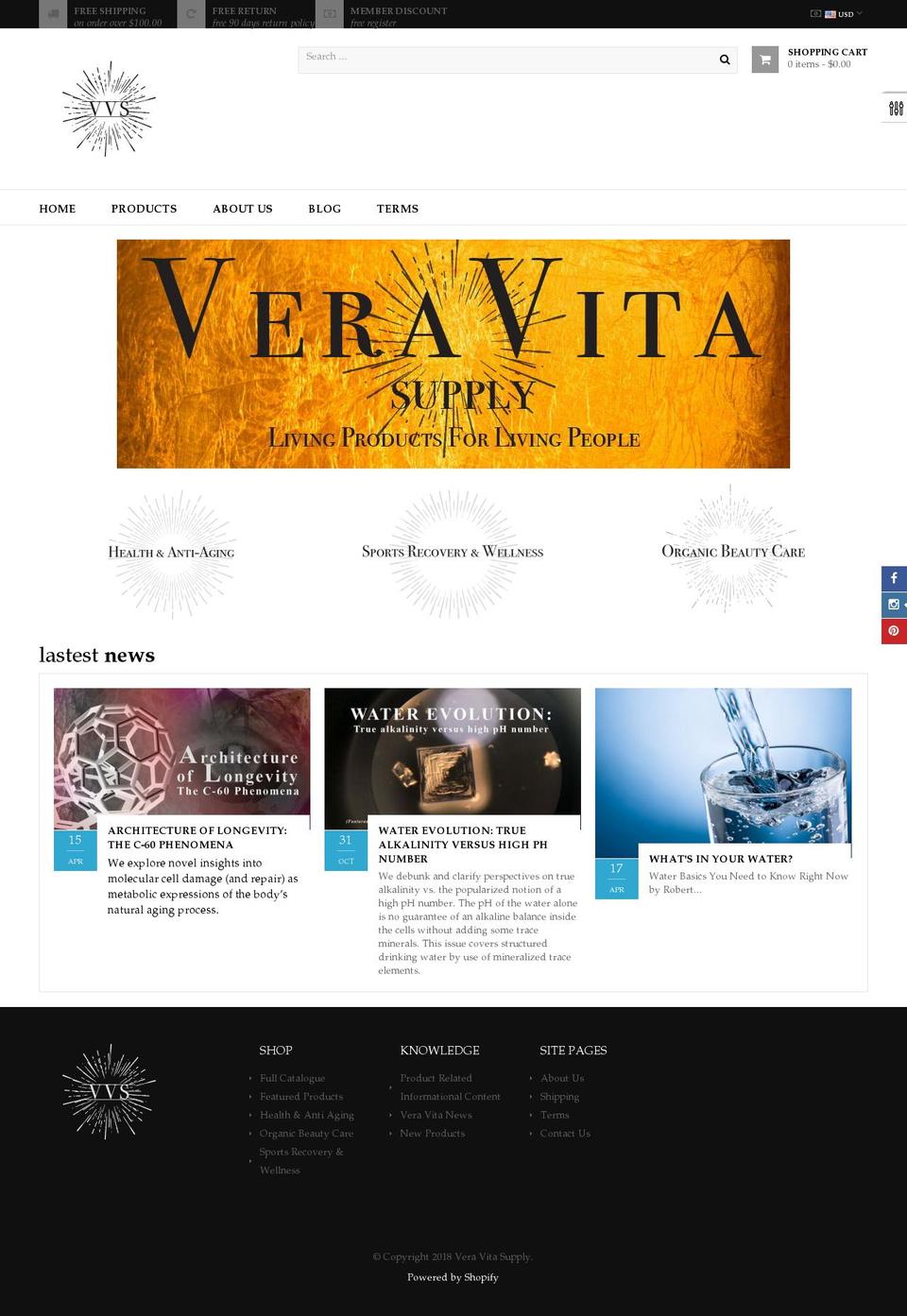 veravitasupply.com shopify website screenshot