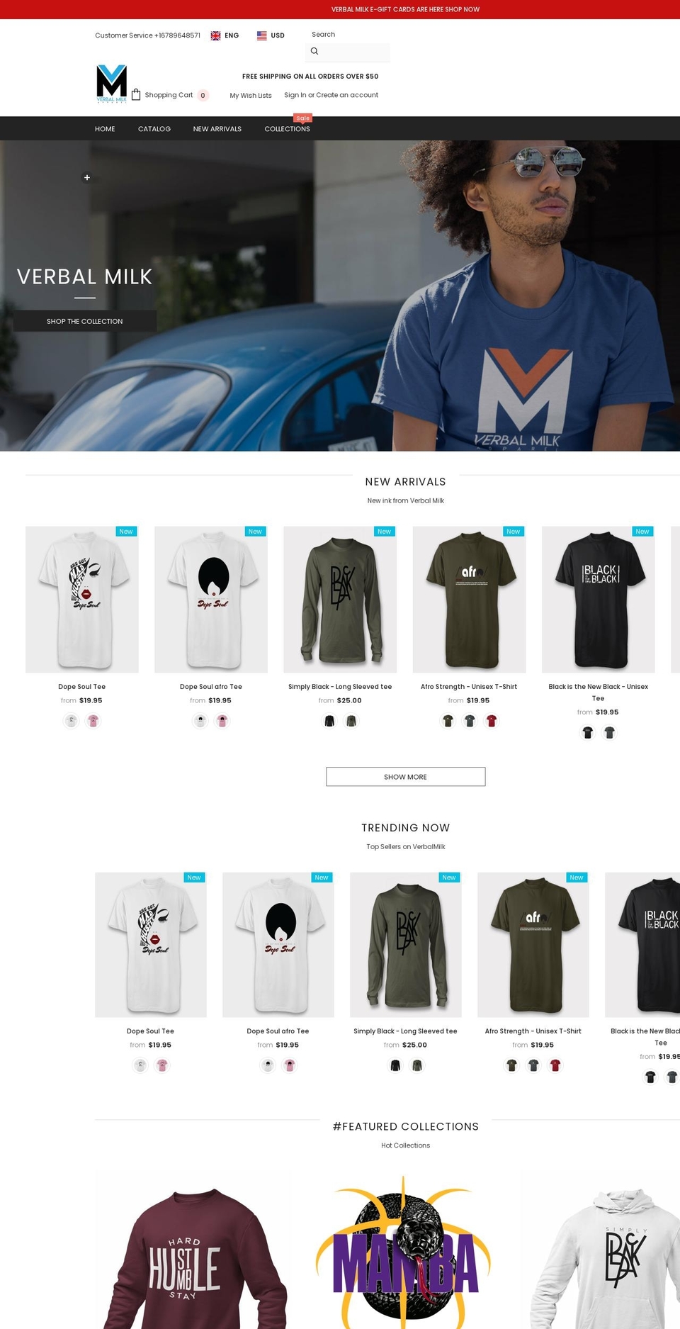 verbalmilk.com shopify website screenshot
