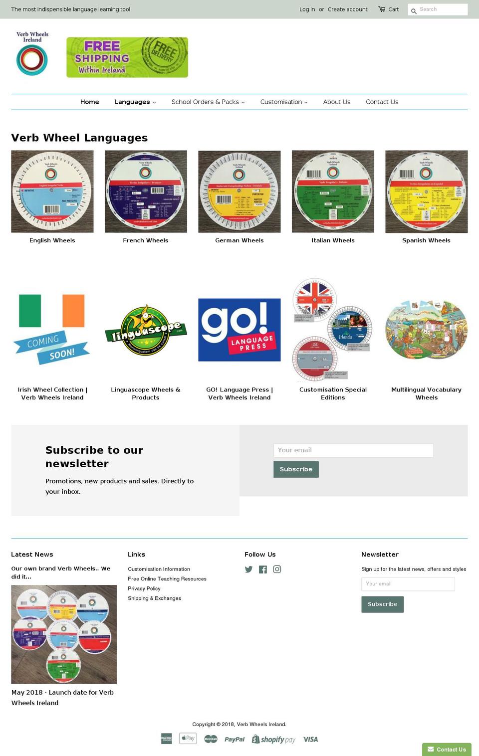 verbwheelsireland.com shopify website screenshot