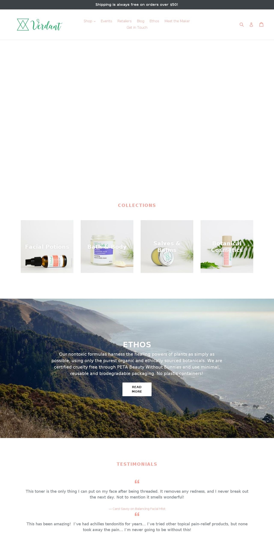 verdantcalifornia.com shopify website screenshot