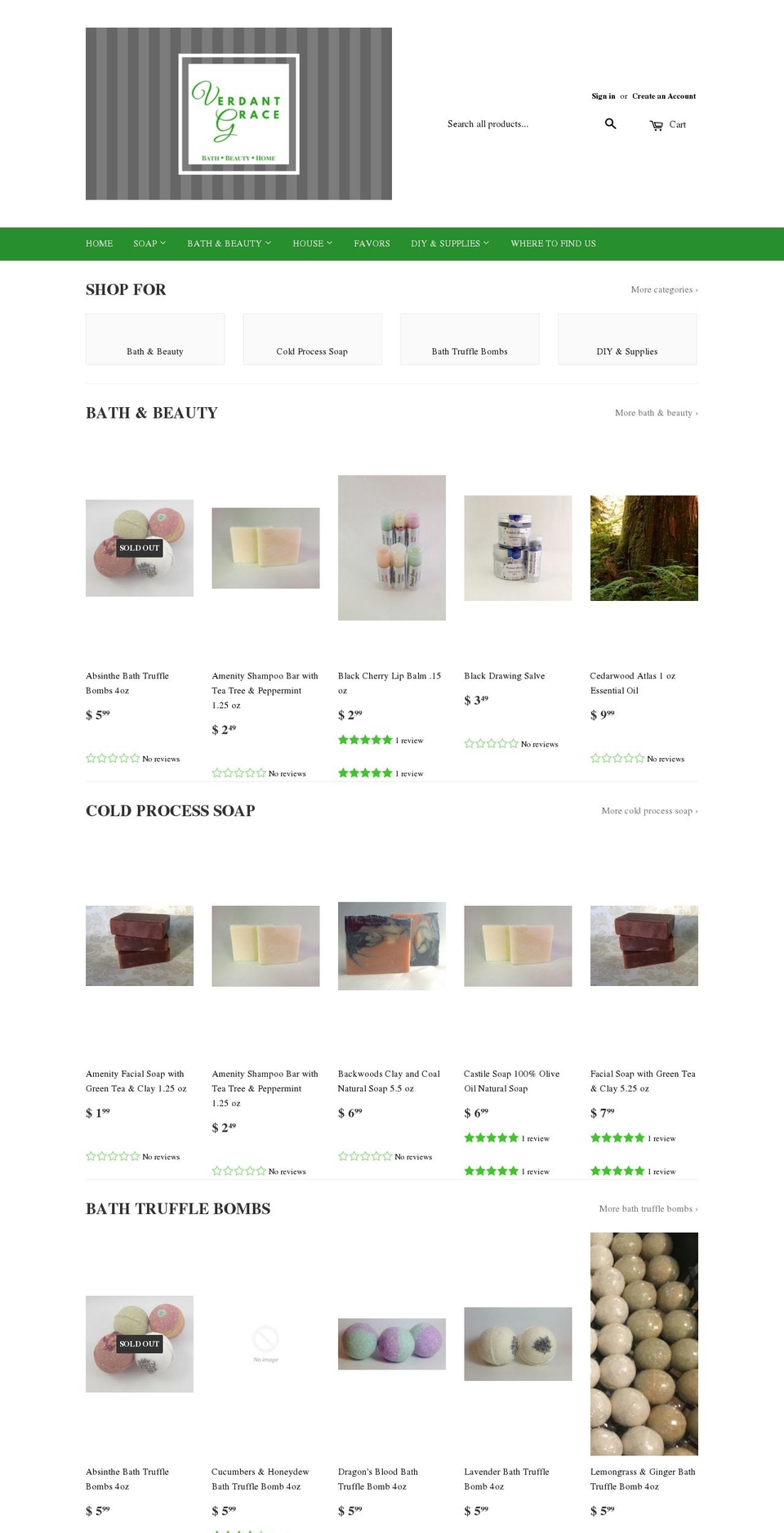 verdantgrace.com shopify website screenshot