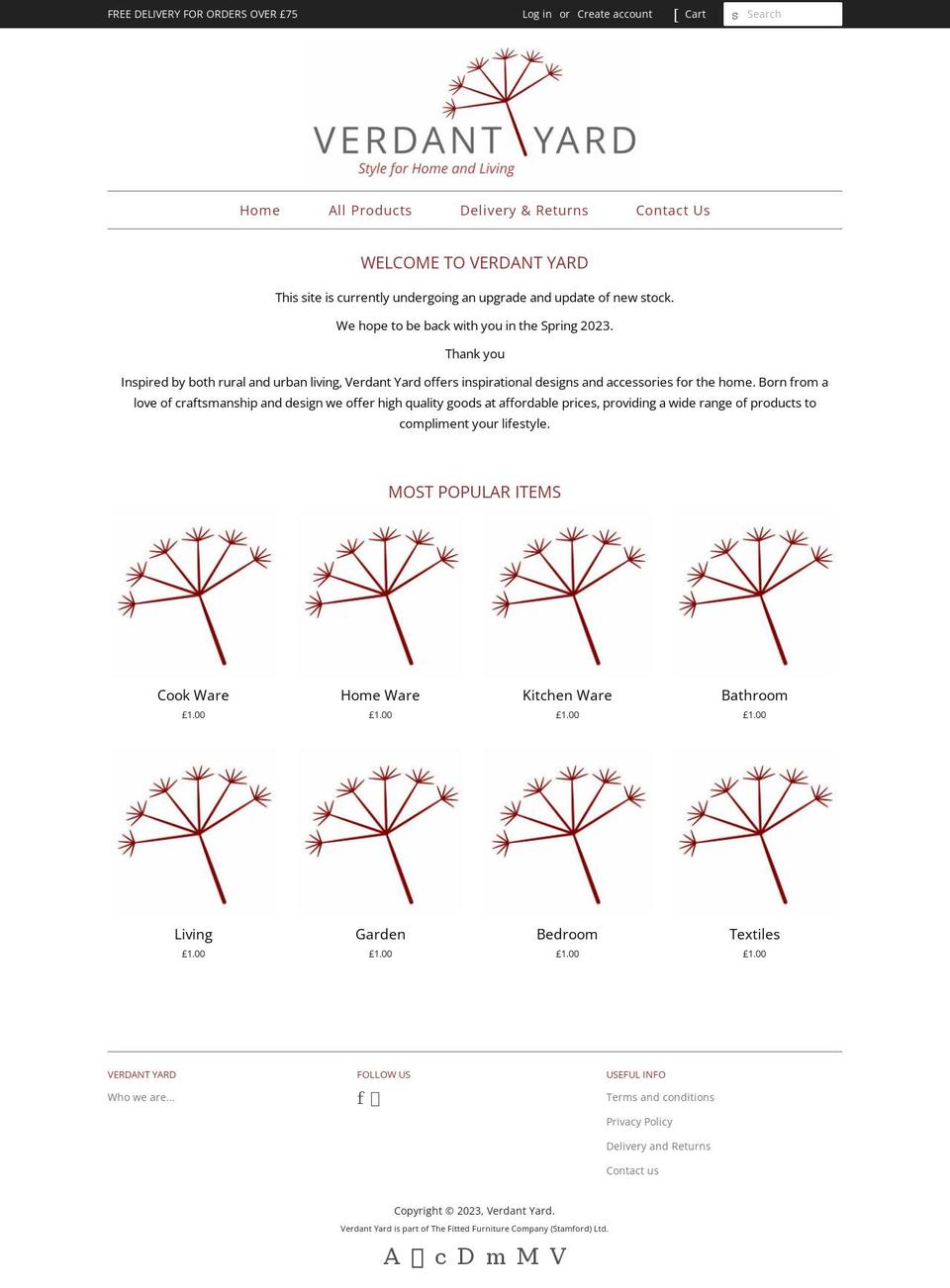verdantyard.co.uk shopify website screenshot