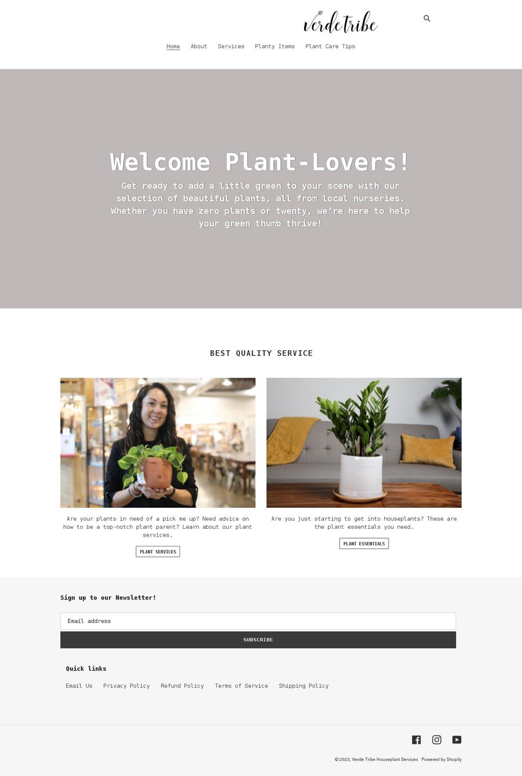 verdetribe.com shopify website screenshot