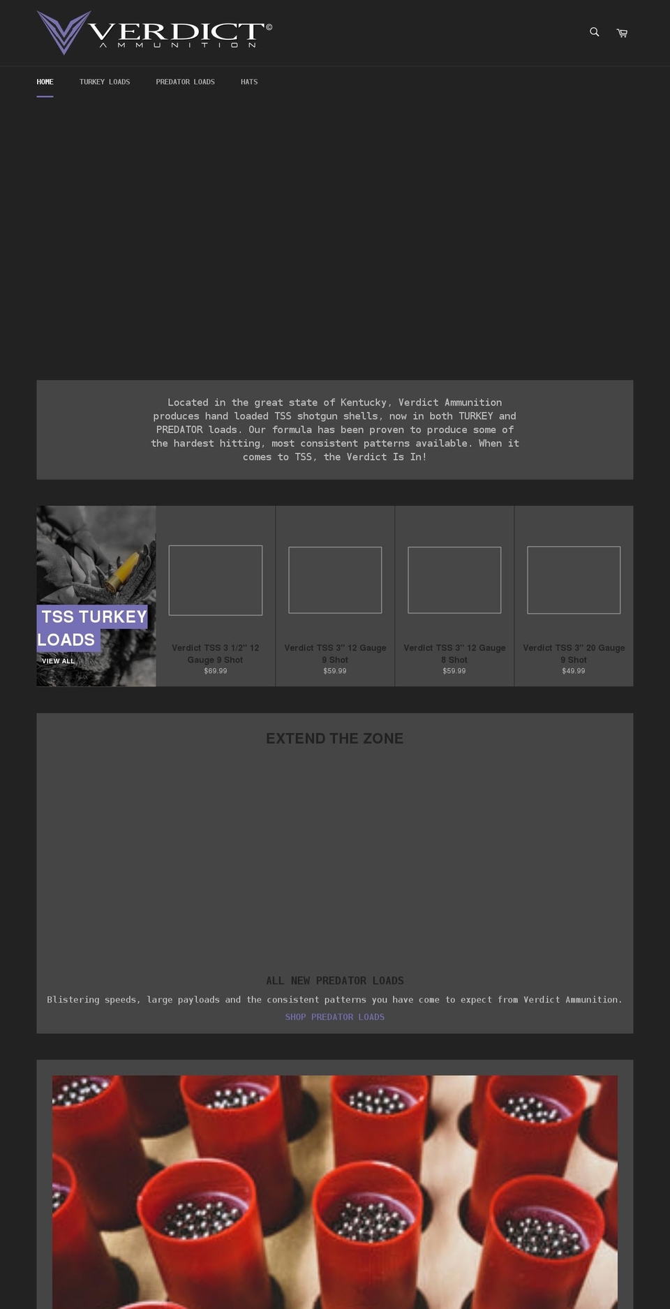verdictammunition.com shopify website screenshot
