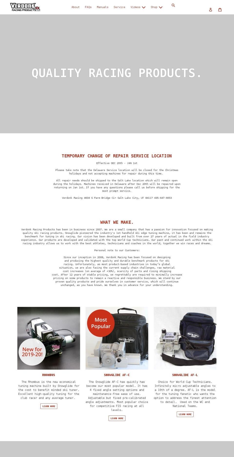 verdonkracing.com shopify website screenshot