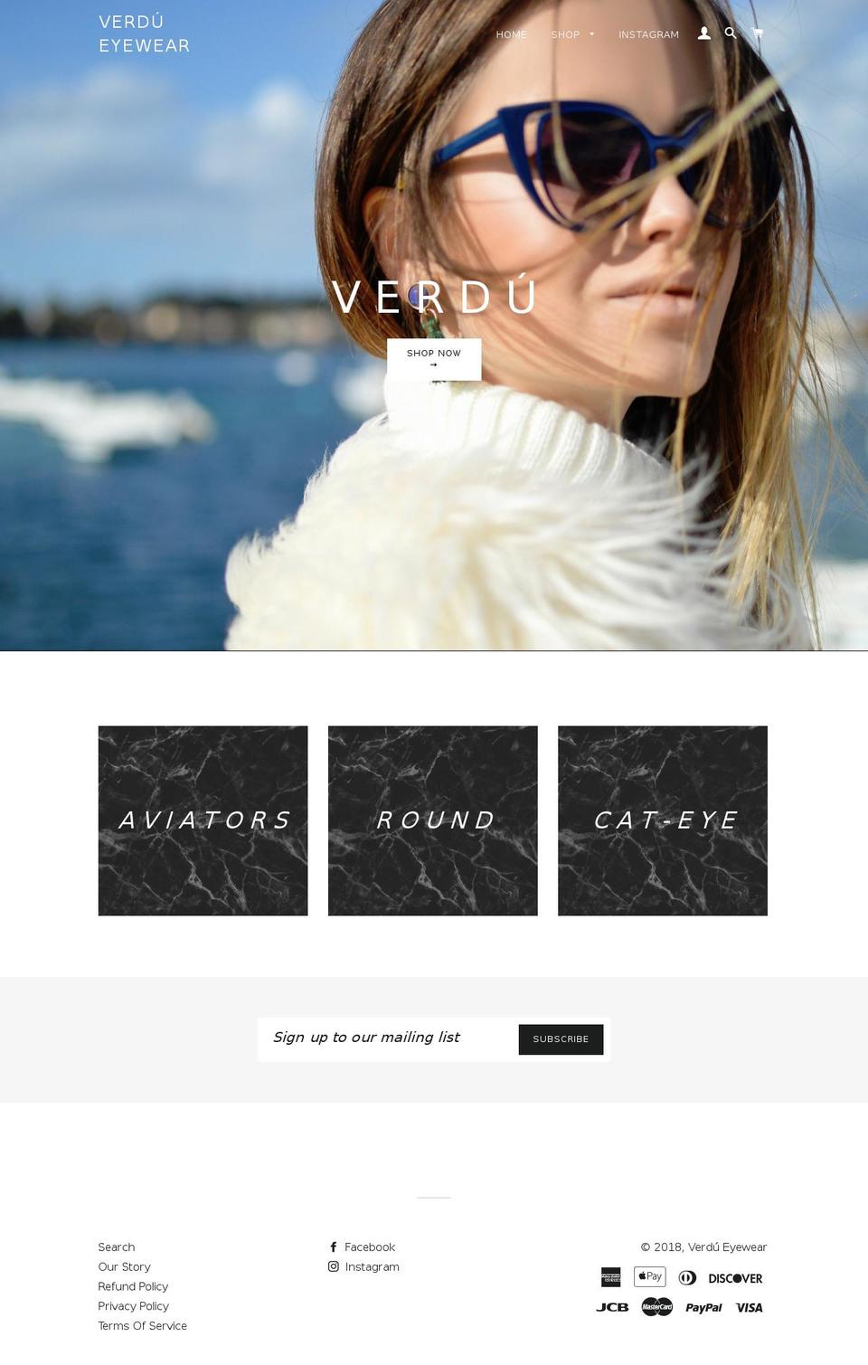 verdueyewear.com shopify website screenshot