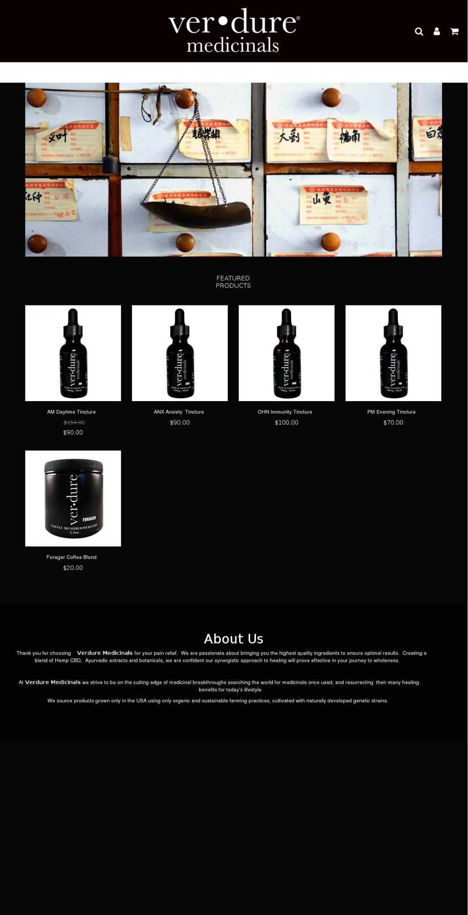 verduremedicinals.com — Shopify storefront screenshot