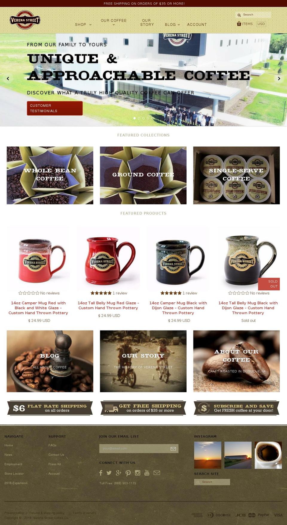 verenastreetcafe.com — Shopify storefront screenshot