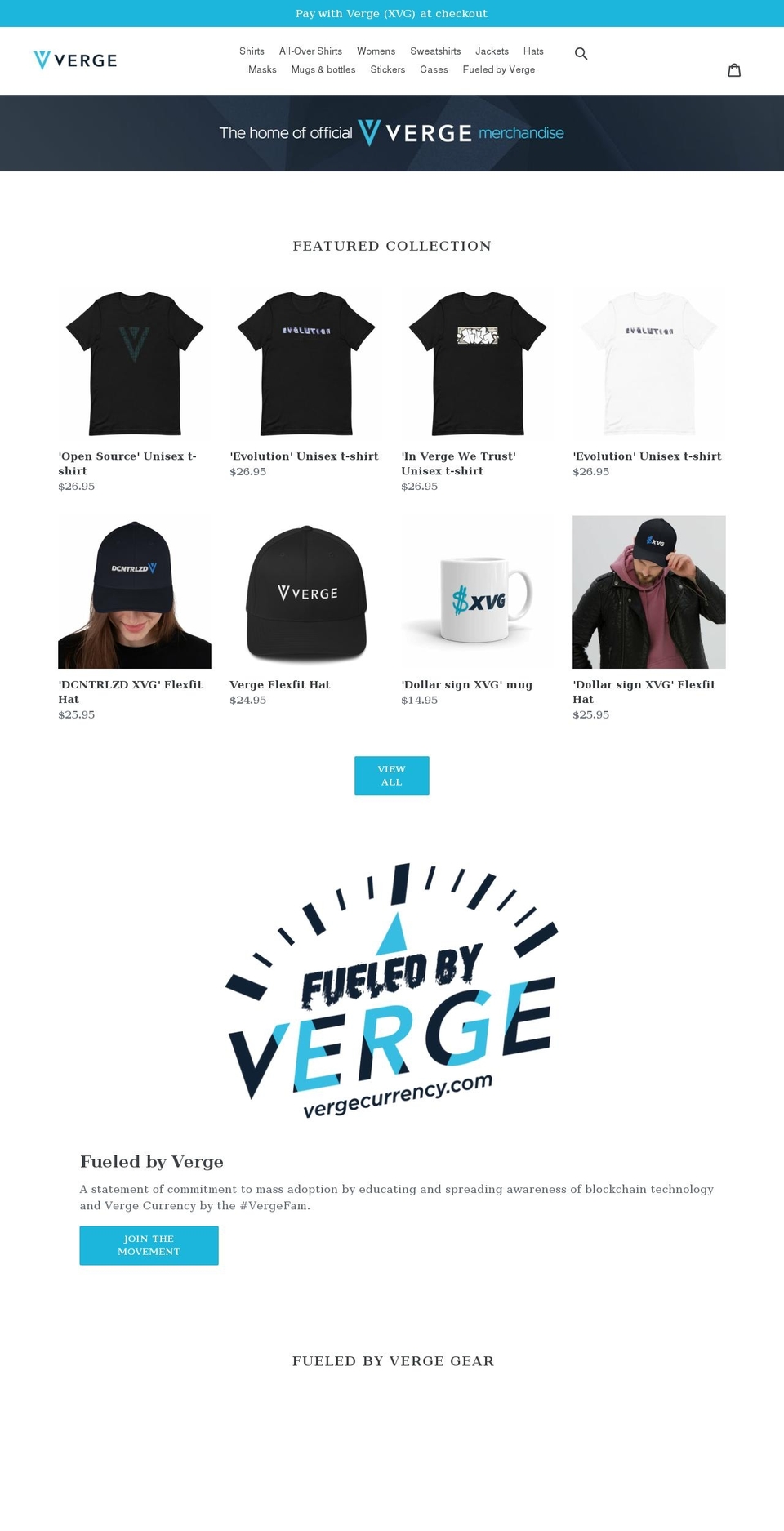 vergecurrency.store shopify website screenshot