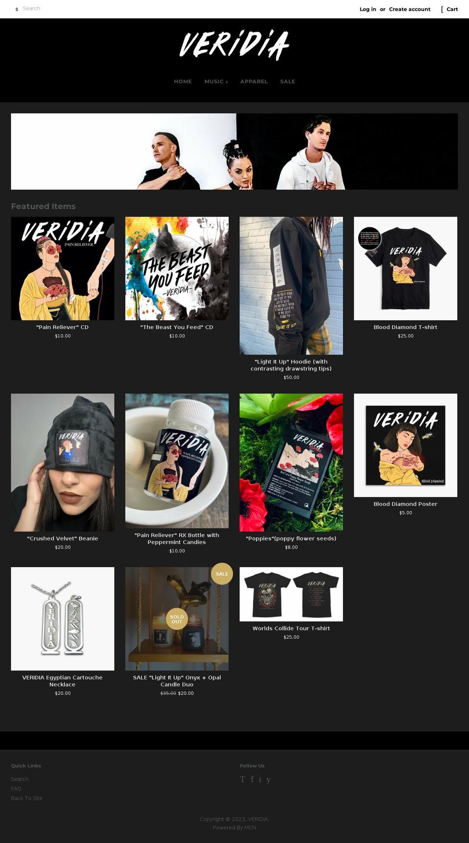 veridia.myshopify.com shopify website screenshot
