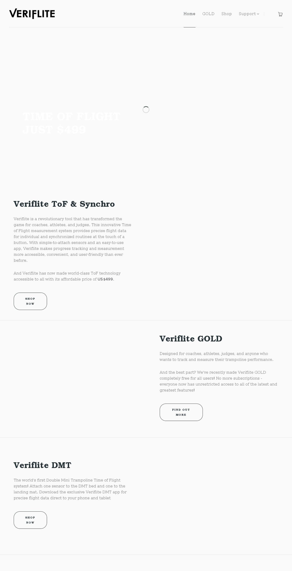 veriflite.com shopify website screenshot
