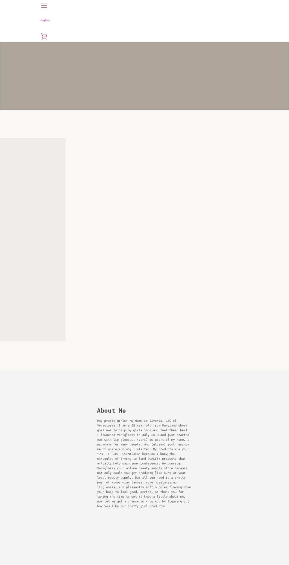veriglossybeauty.com shopify website screenshot
