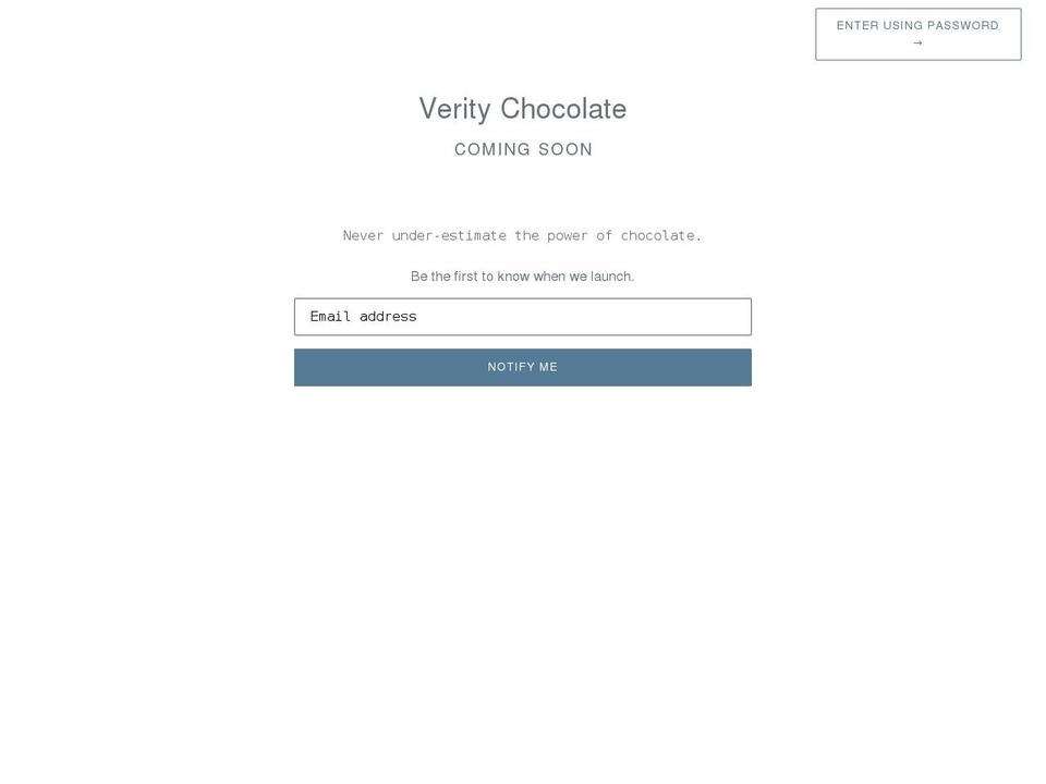 veritychocolate.com shopify website screenshot