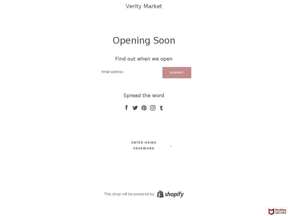 veritymarket.com shopify website screenshot