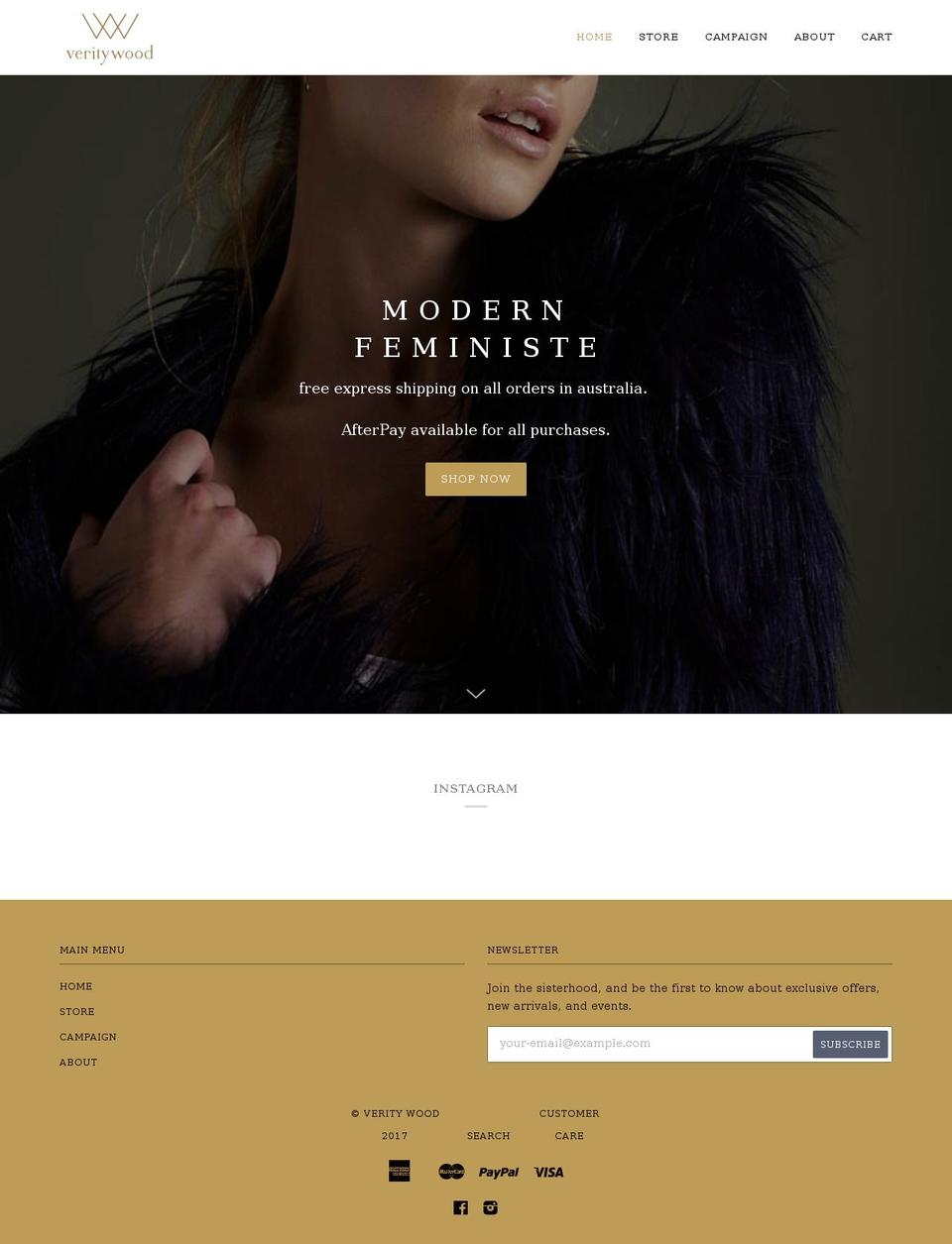 veritywoods.com shopify website screenshot