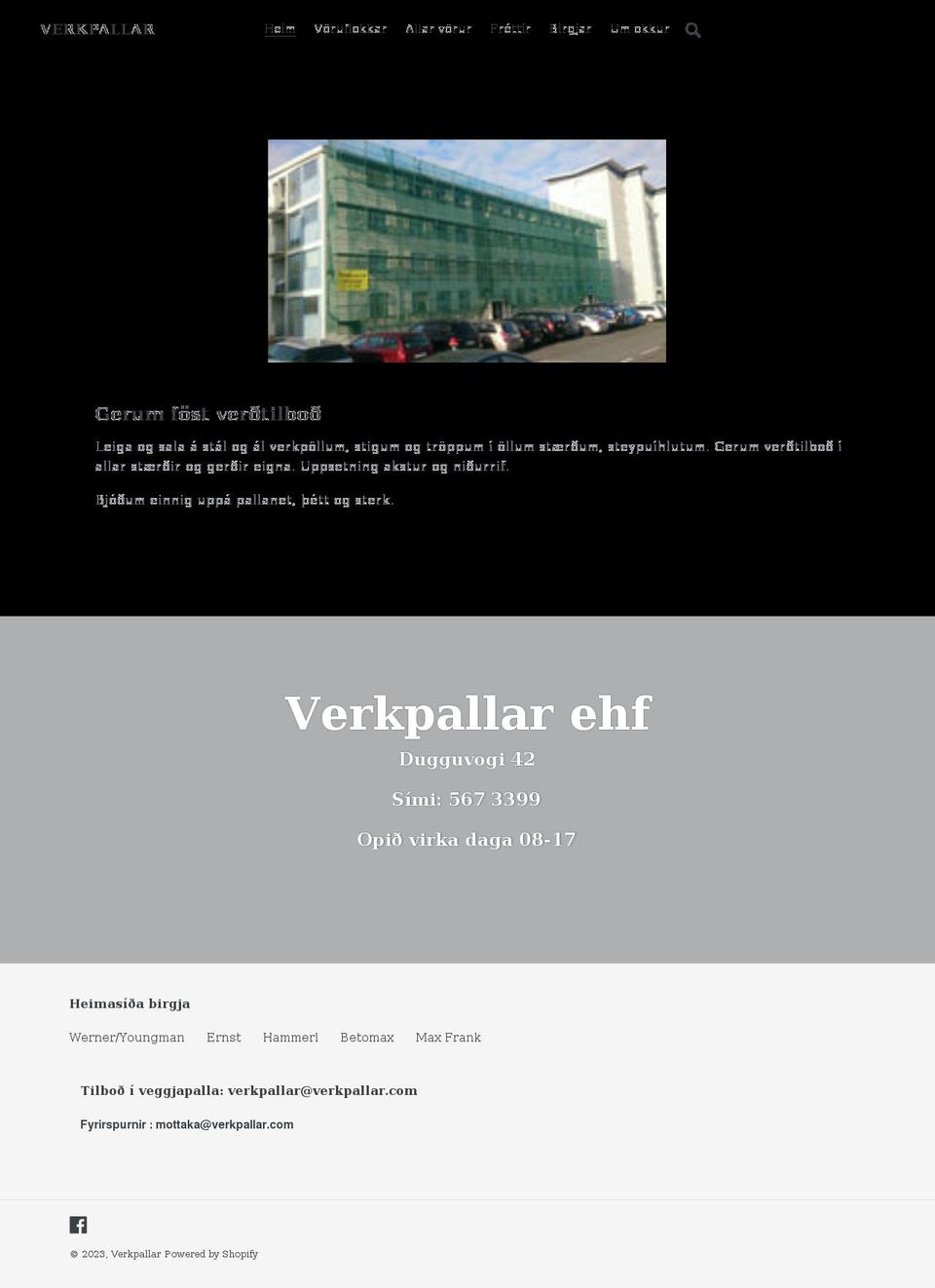 verkpallar.com shopify website screenshot