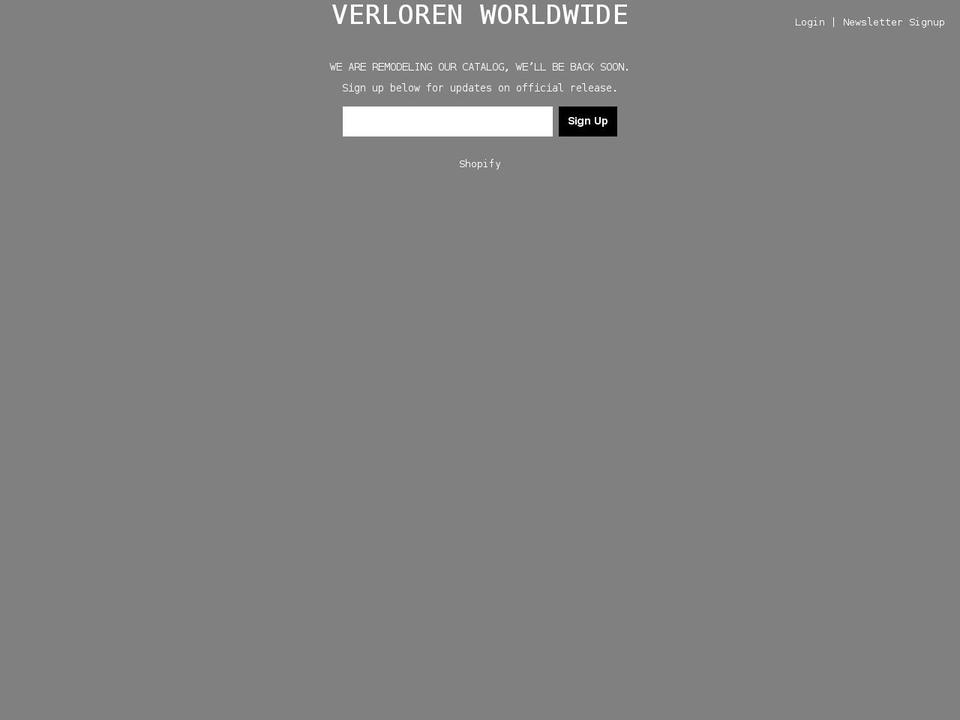 verlorenworldwide.com shopify website screenshot