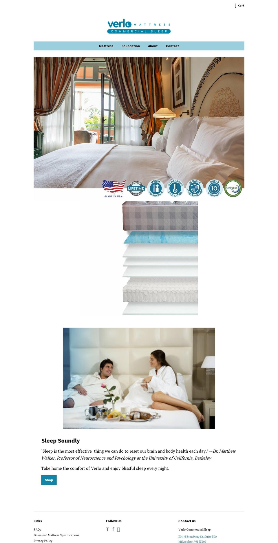 verlosleep.com shopify website screenshot