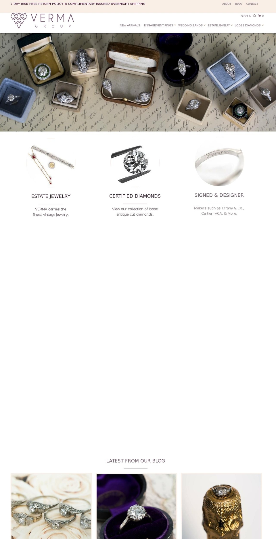 vermaestatejewelry.com shopify website screenshot