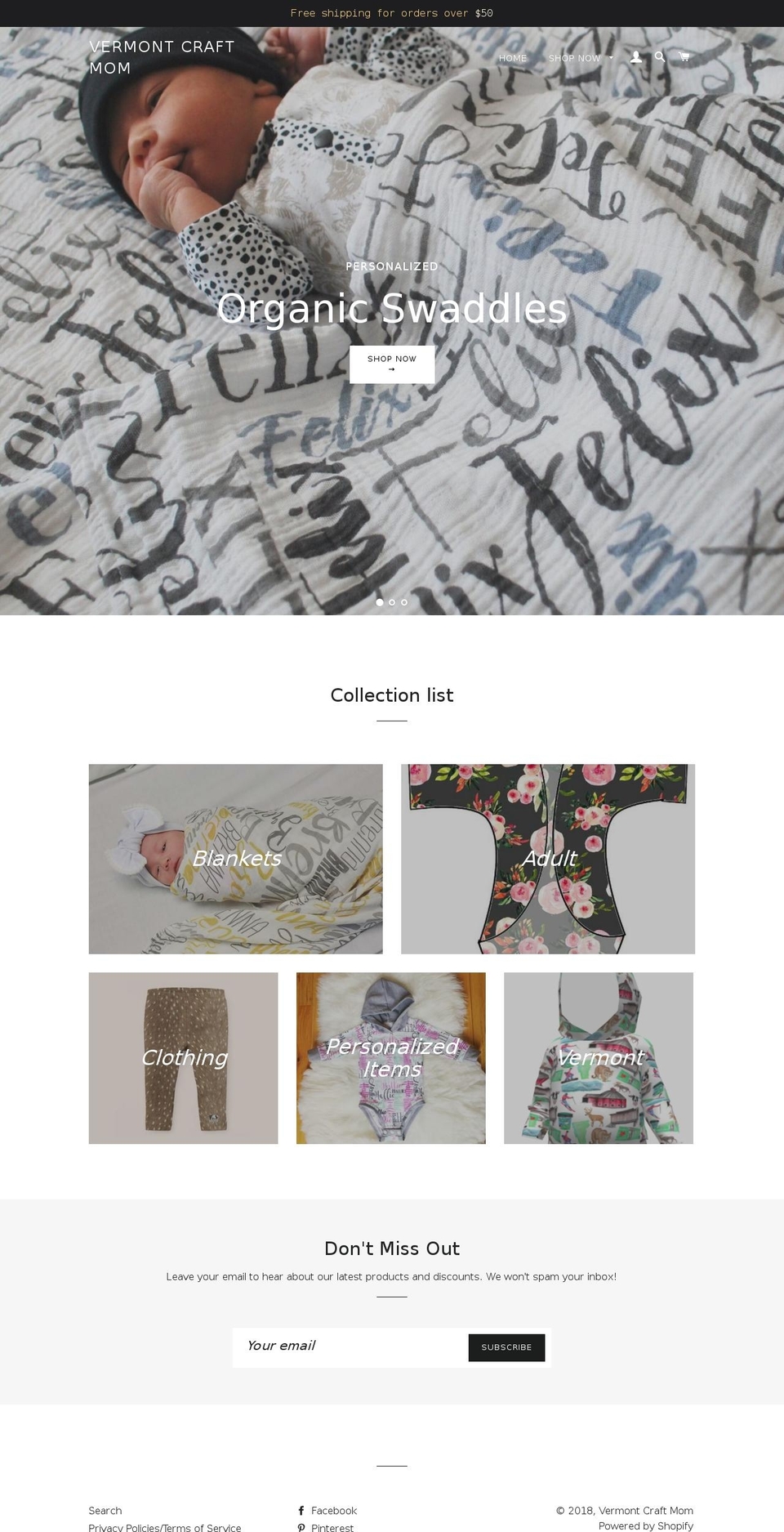 vermontcraftmom.com shopify website screenshot