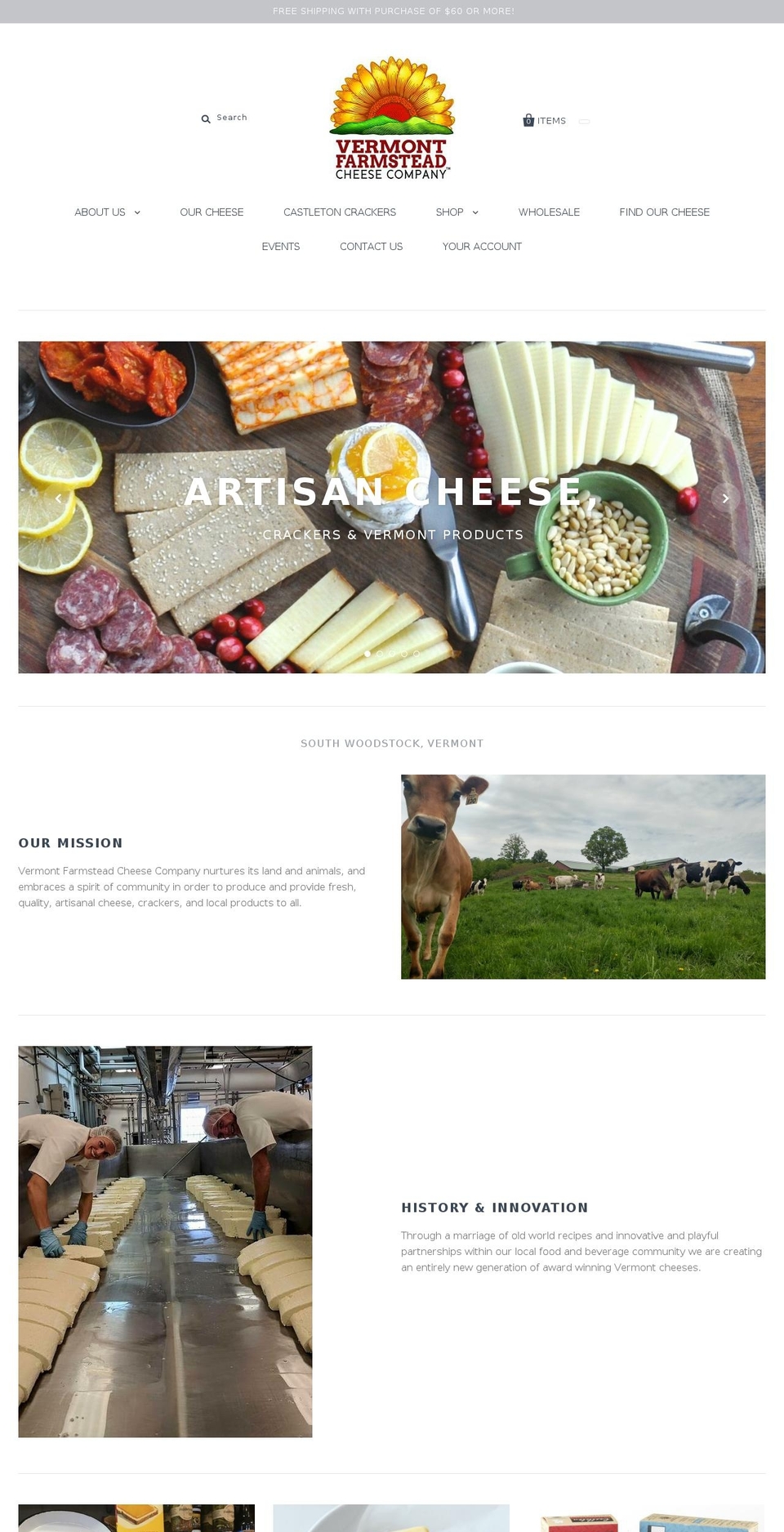vermontfarmsteadcheese.com — Shopify storefront screenshot
