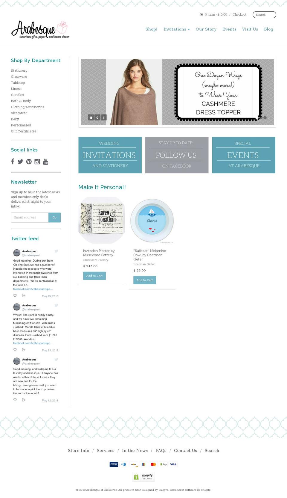 vermontinvitations.com — Shopify storefront screenshot