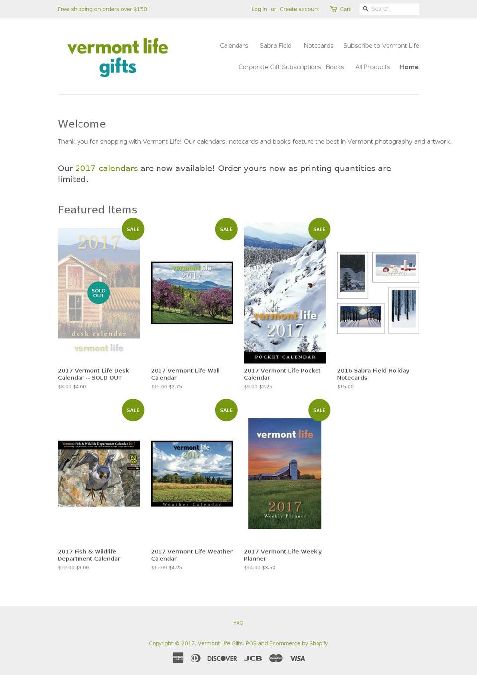 vermontlifegifts.com shopify website screenshot