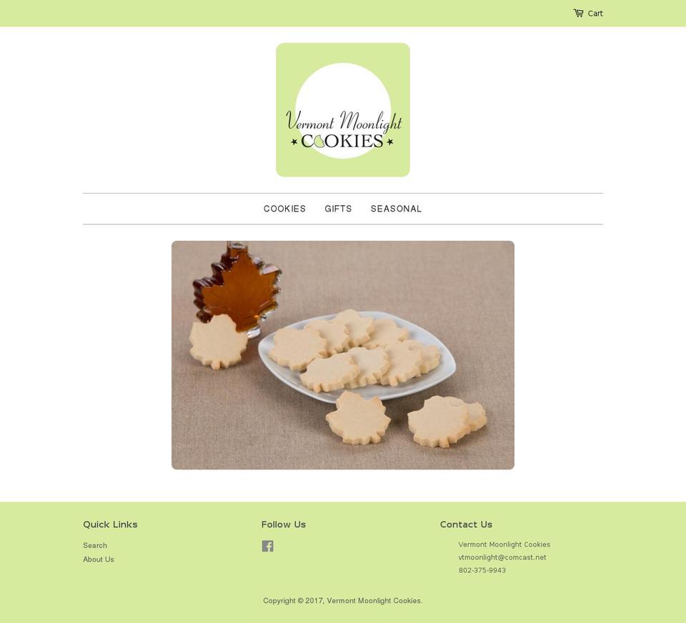 vermontmoonlightcookies.com shopify website screenshot