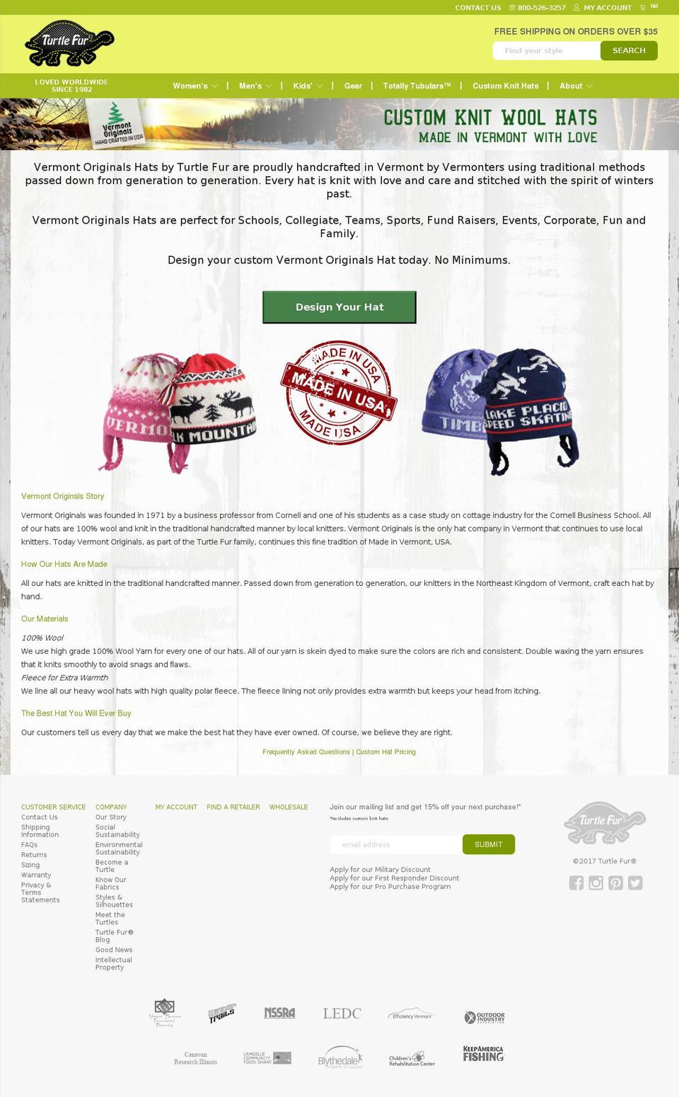 vermontoriginals.com shopify website screenshot
