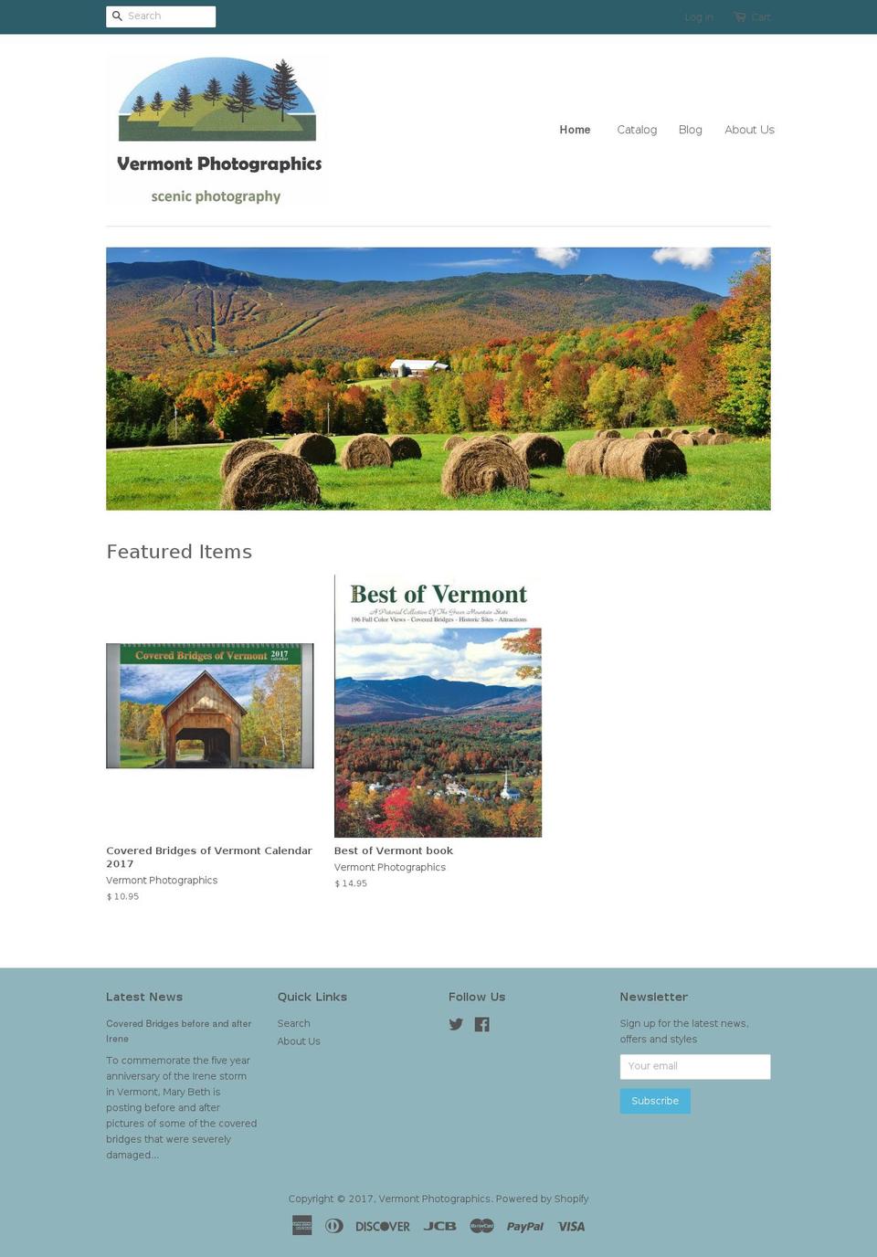 vermontphotographics.net shopify website screenshot