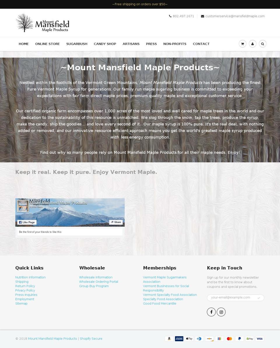 vermontpuremaple.com shopify website screenshot
