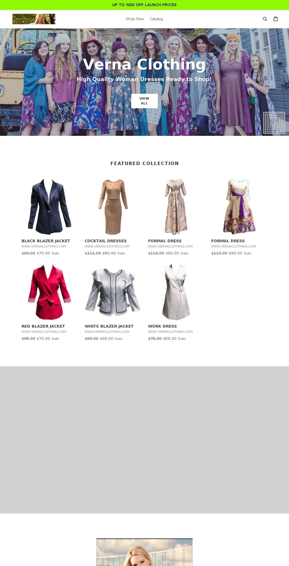 vernaclothing.com — Shopify storefront screenshot