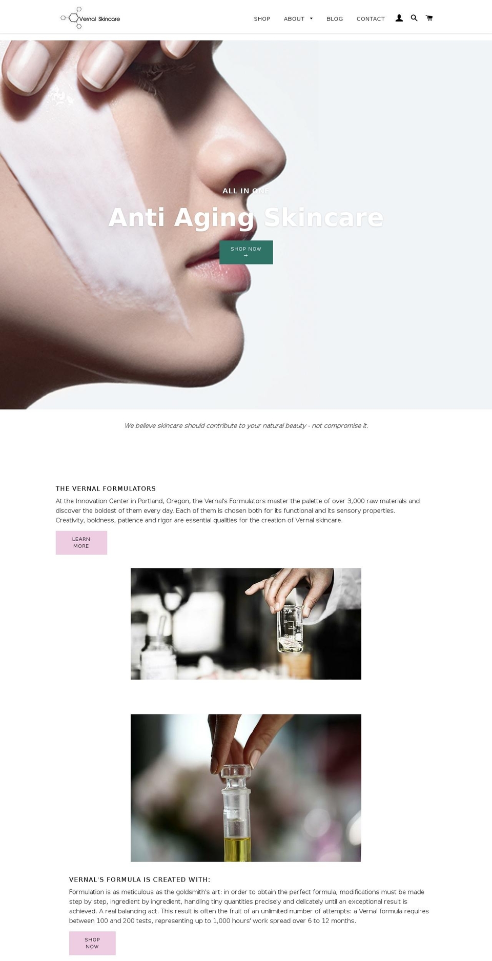 vernalbeauty.com shopify website screenshot