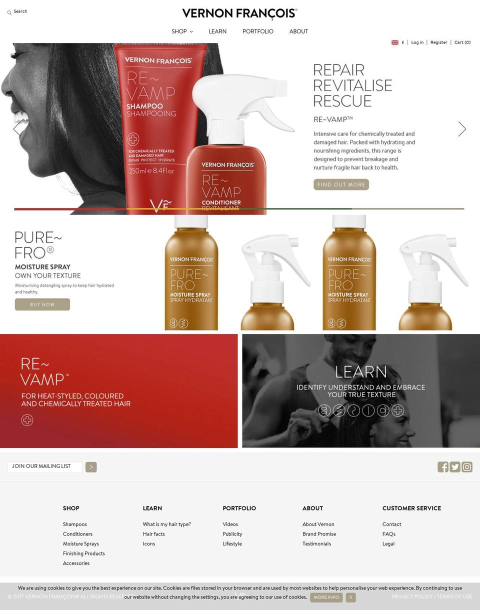 vernonfrancois.com shopify website screenshot