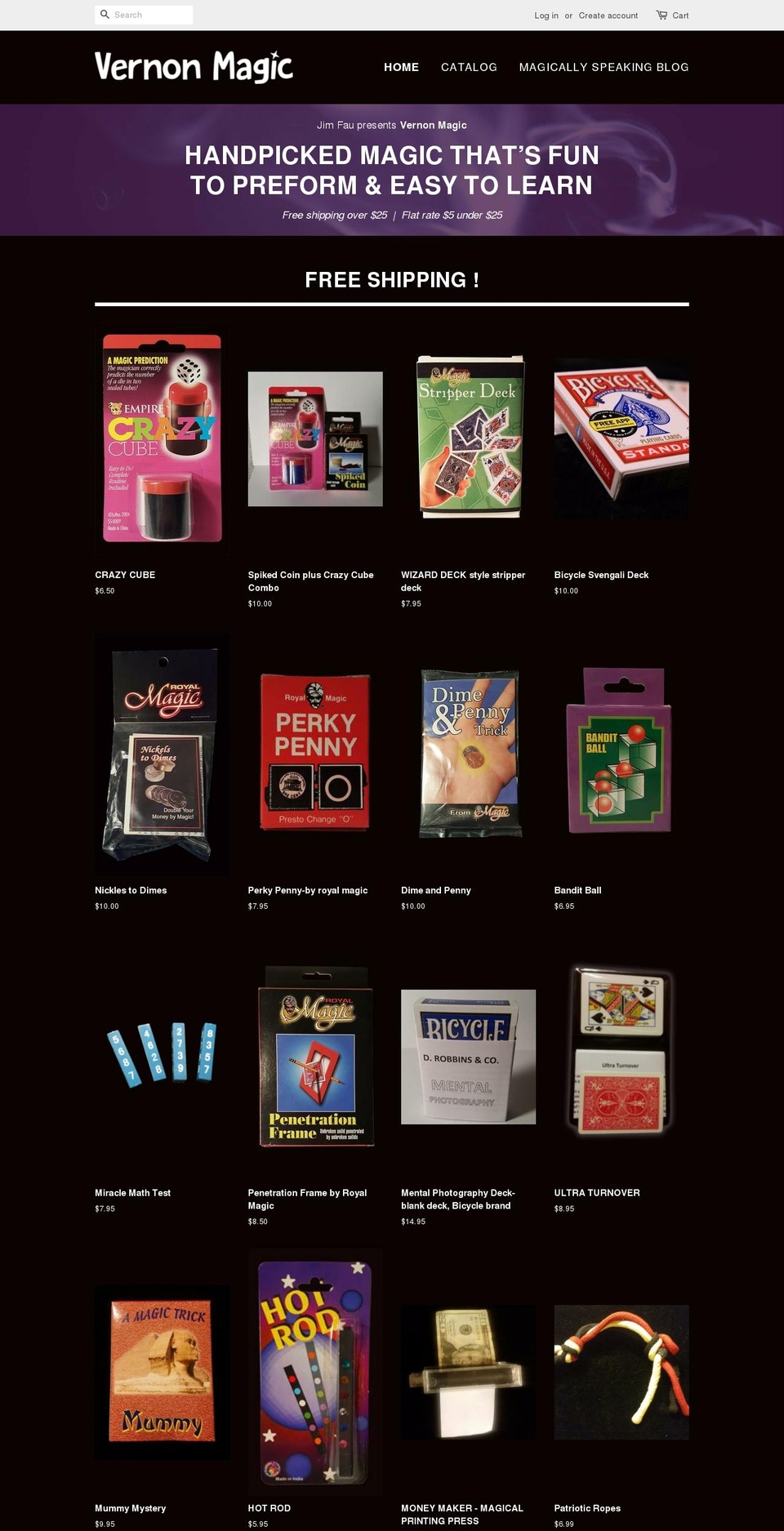 vernonmagic.com — Shopify storefront screenshot