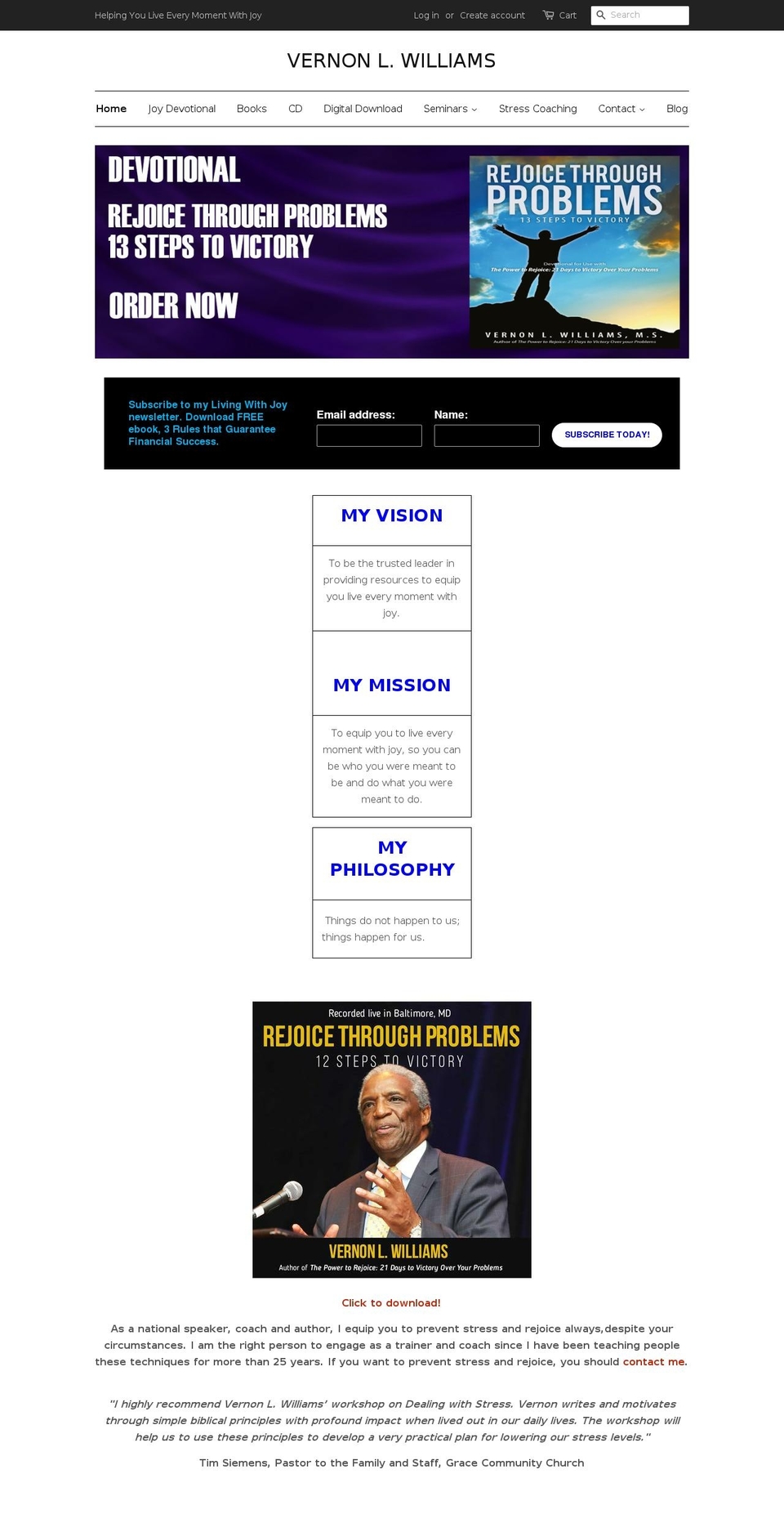 vernonwilliams.net shopify website screenshot