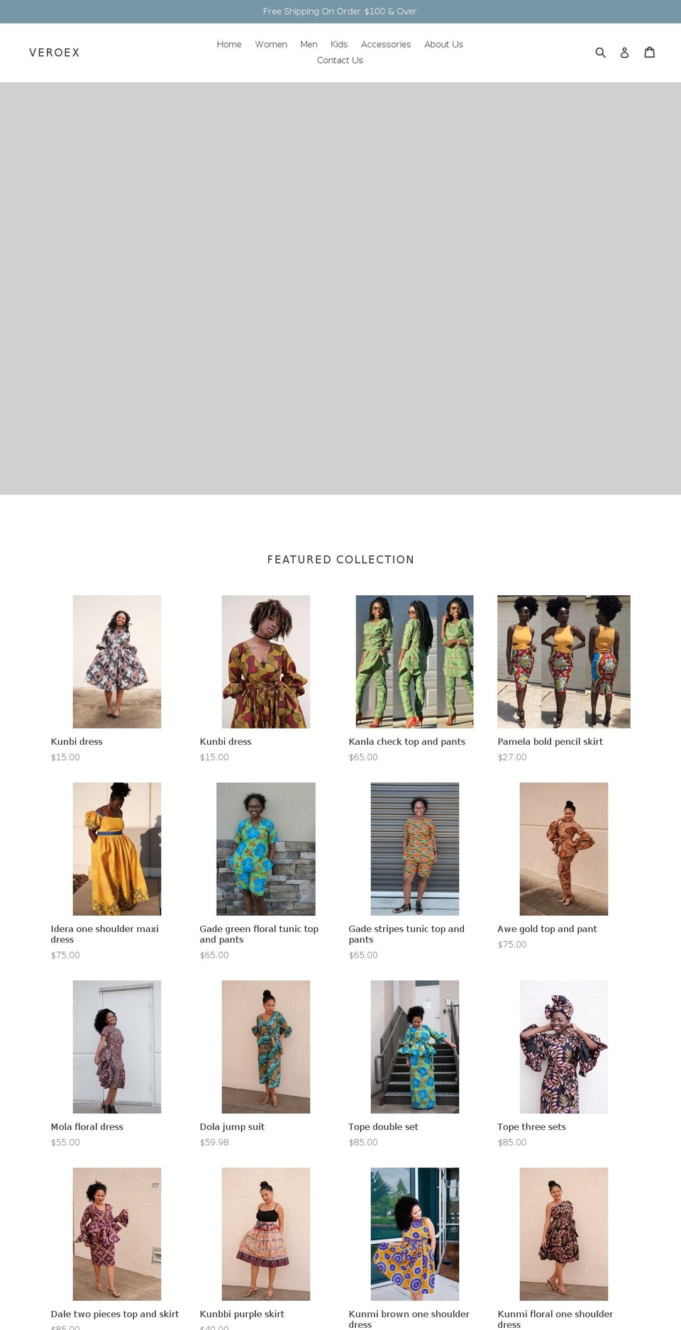 veroex.com shopify website screenshot