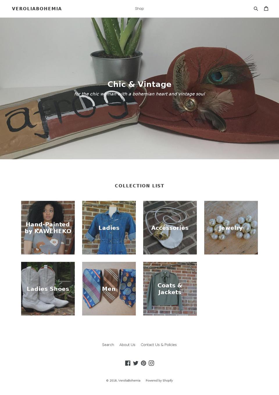 veroliabohemia.com — Shopify storefront screenshot