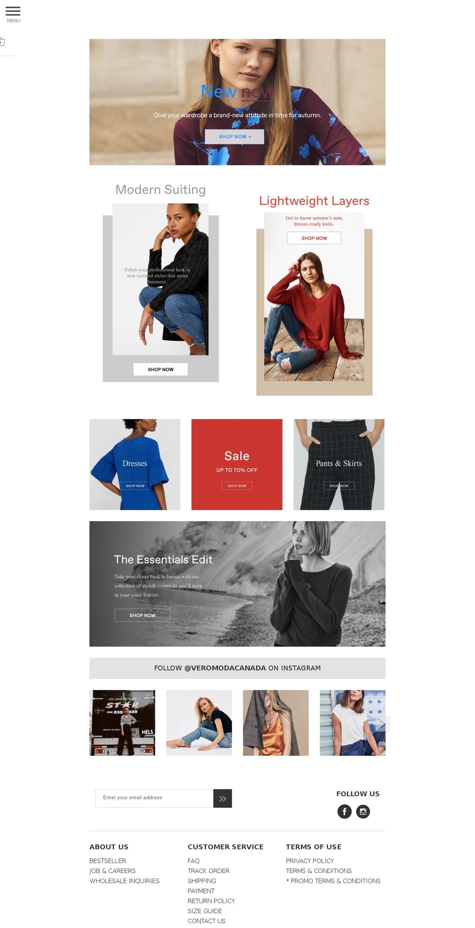 veromoda.ca shopify website screenshot