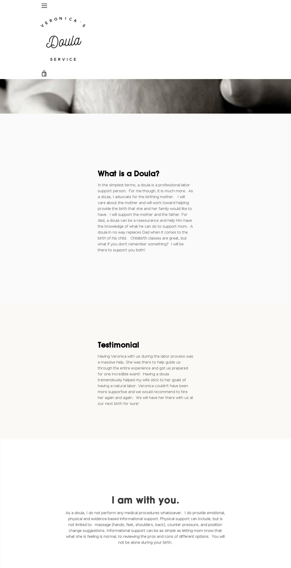 veronicadoula.com — Shopify storefront screenshot