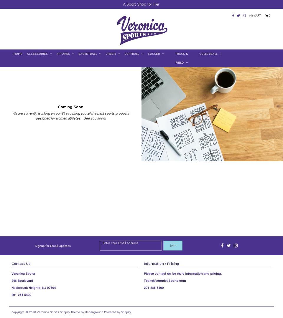 veronicasports.com — Shopify storefront screenshot
