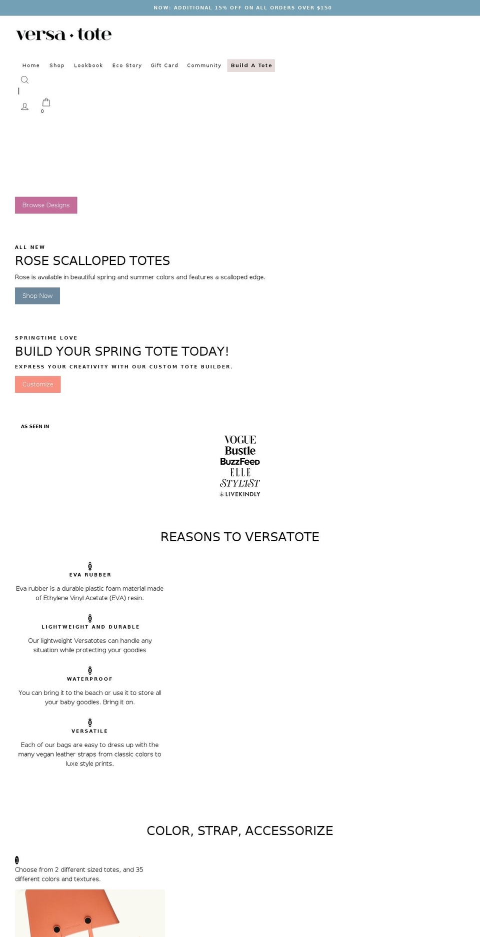 versa-tote.com shopify website screenshot