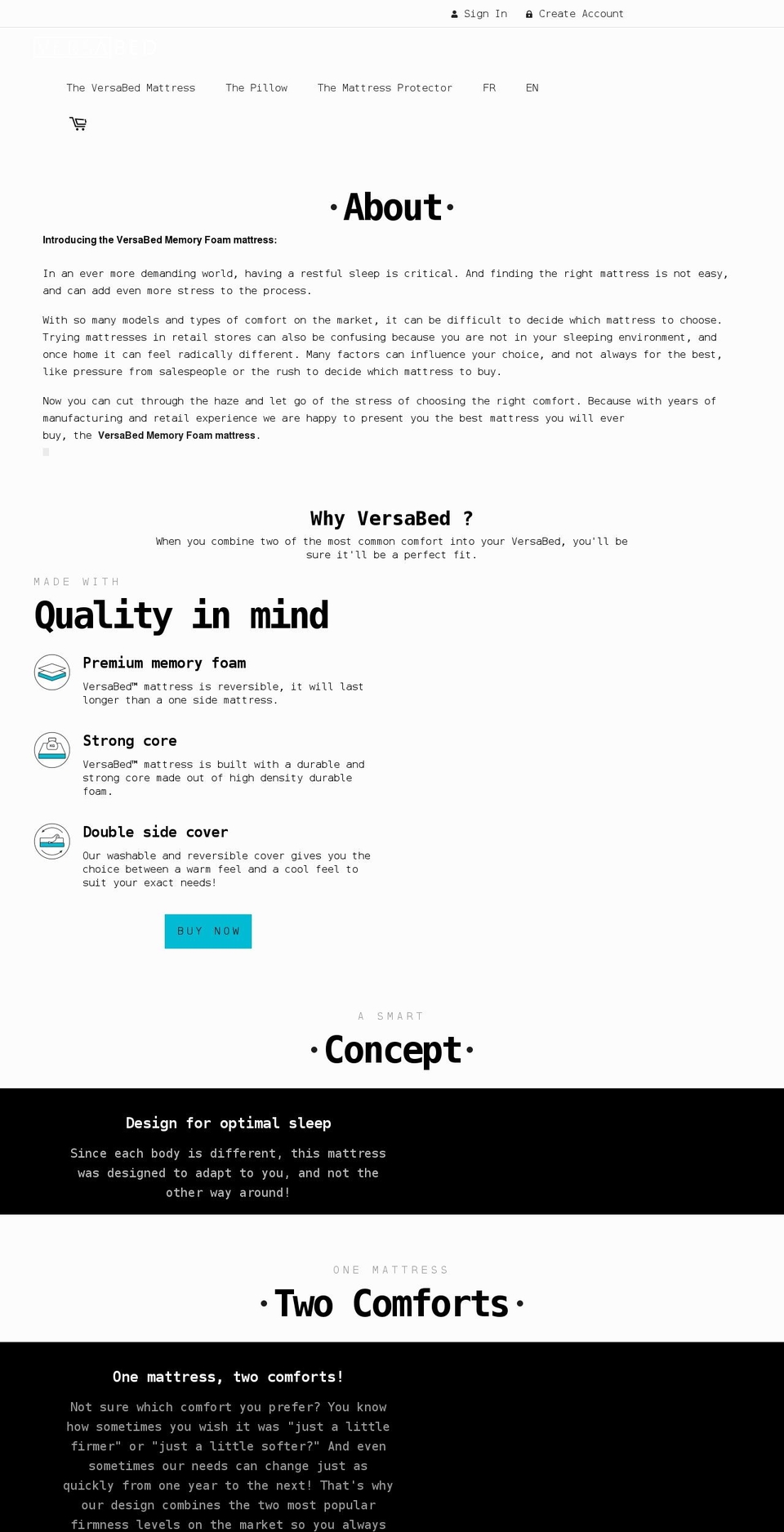 versabed.com shopify website screenshot