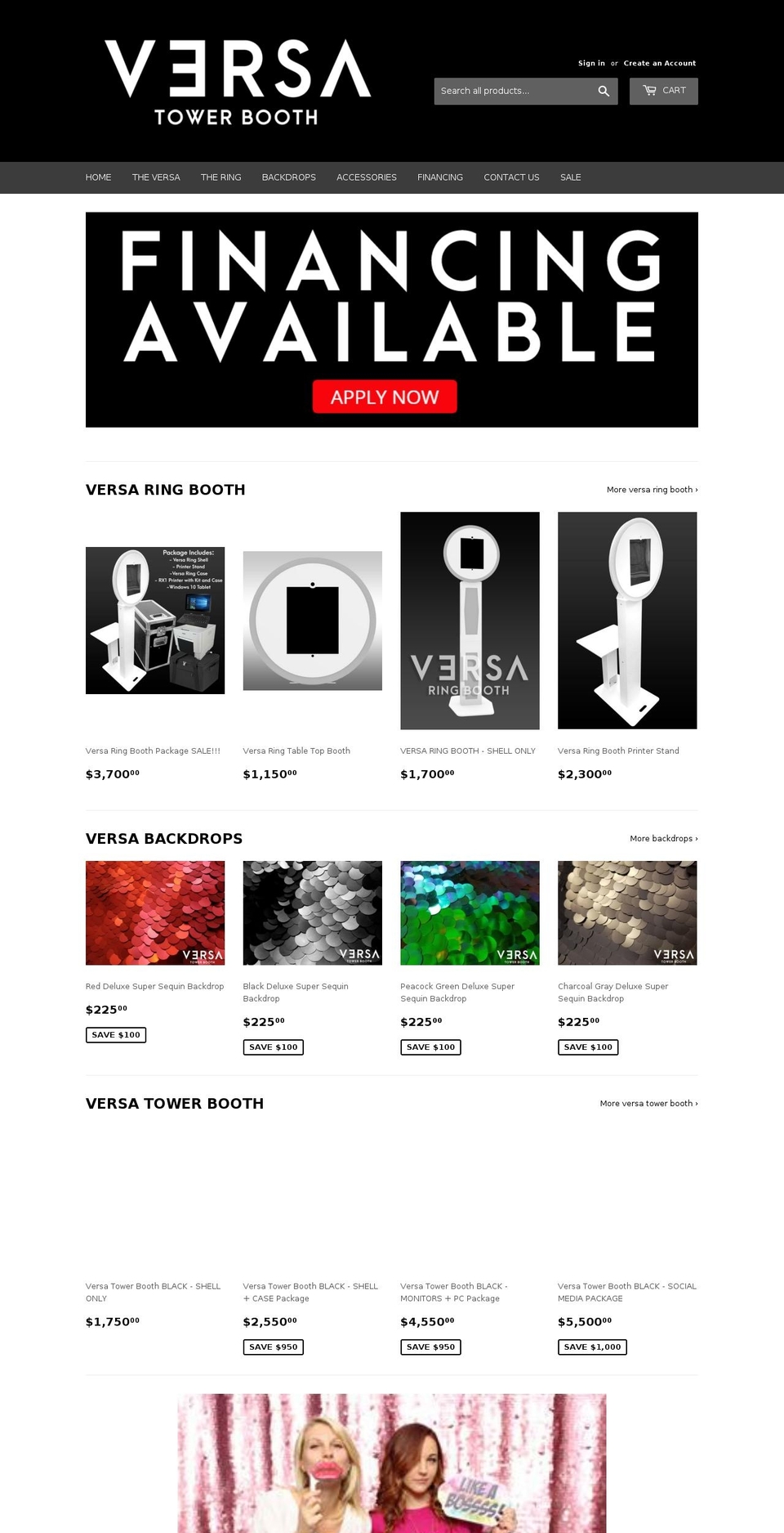 versabooth.com — Shopify storefront screenshot