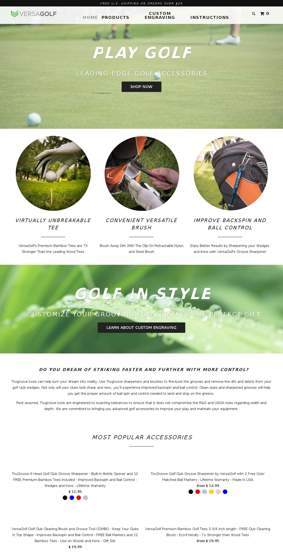 versagolf.com shopify website screenshot