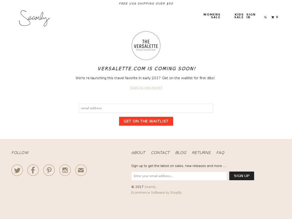 versalette.com shopify website screenshot